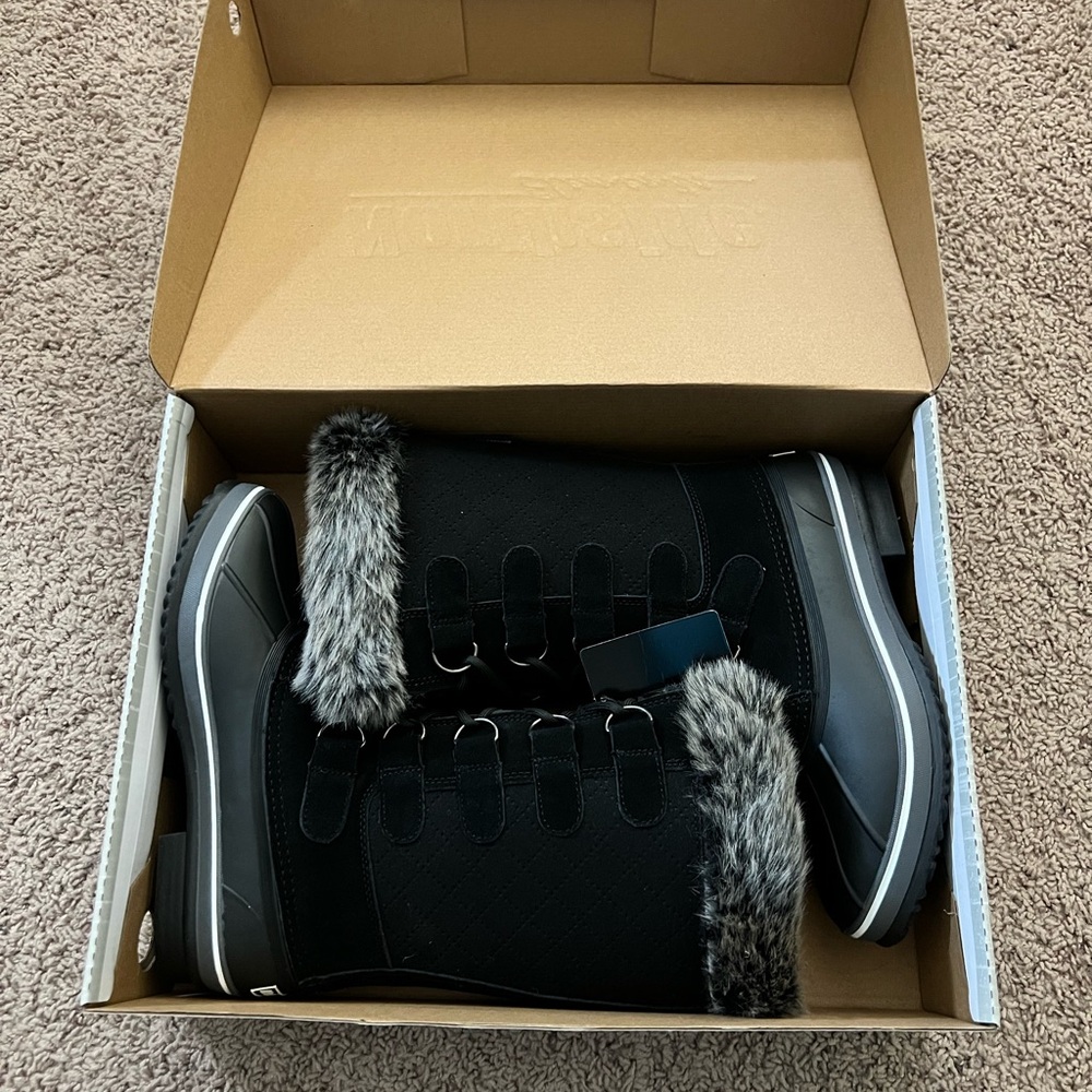 Northside Elements Black Winter Snow Boots with Faux Fur Trim Size 7